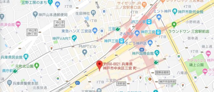 ゴリラクリニック神戸三宮院のマップ