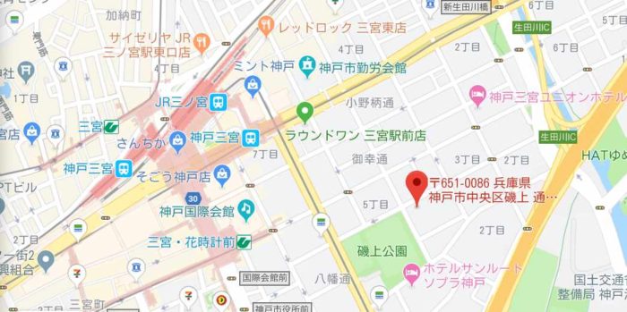 メンズリゼ神戸三宮店のマップ