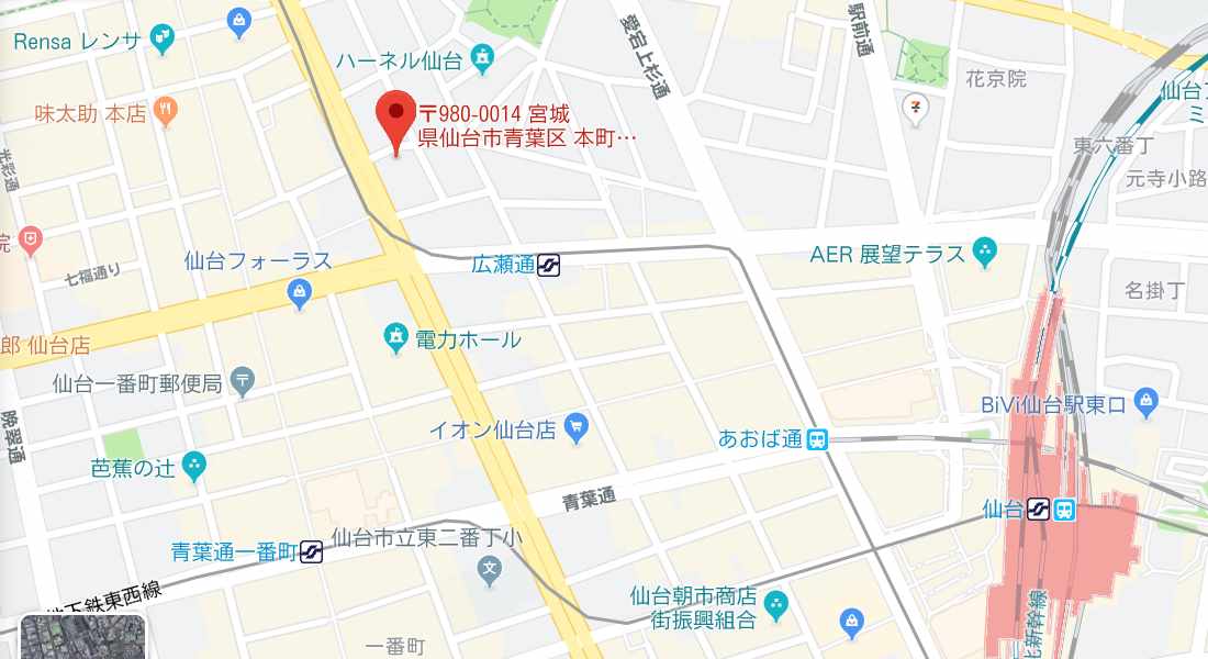 メンズリゼ仙台店のマップ