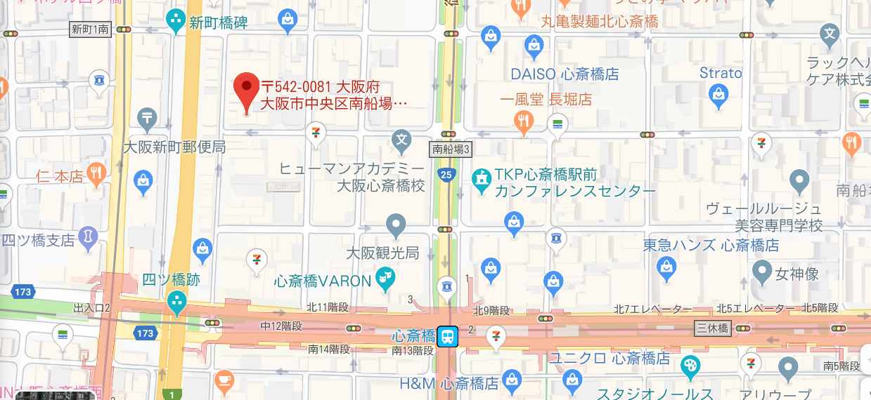 メンズリゼ心斎橋店のマップ