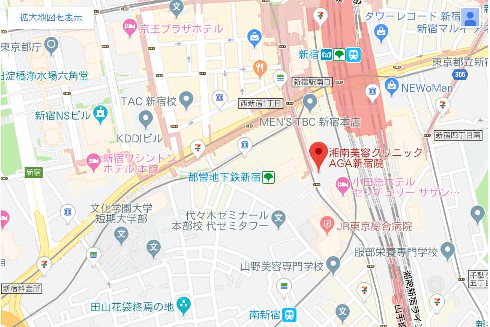 湘南美容クリニック【AGA新宿院】のマップ
