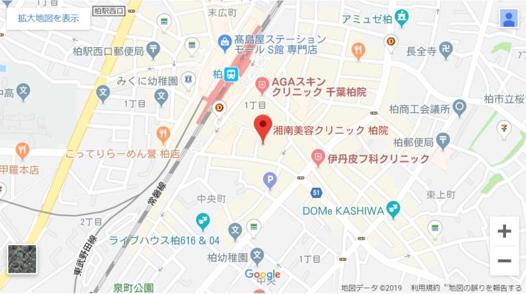 湘南美容クリニック【柏院】のマップ